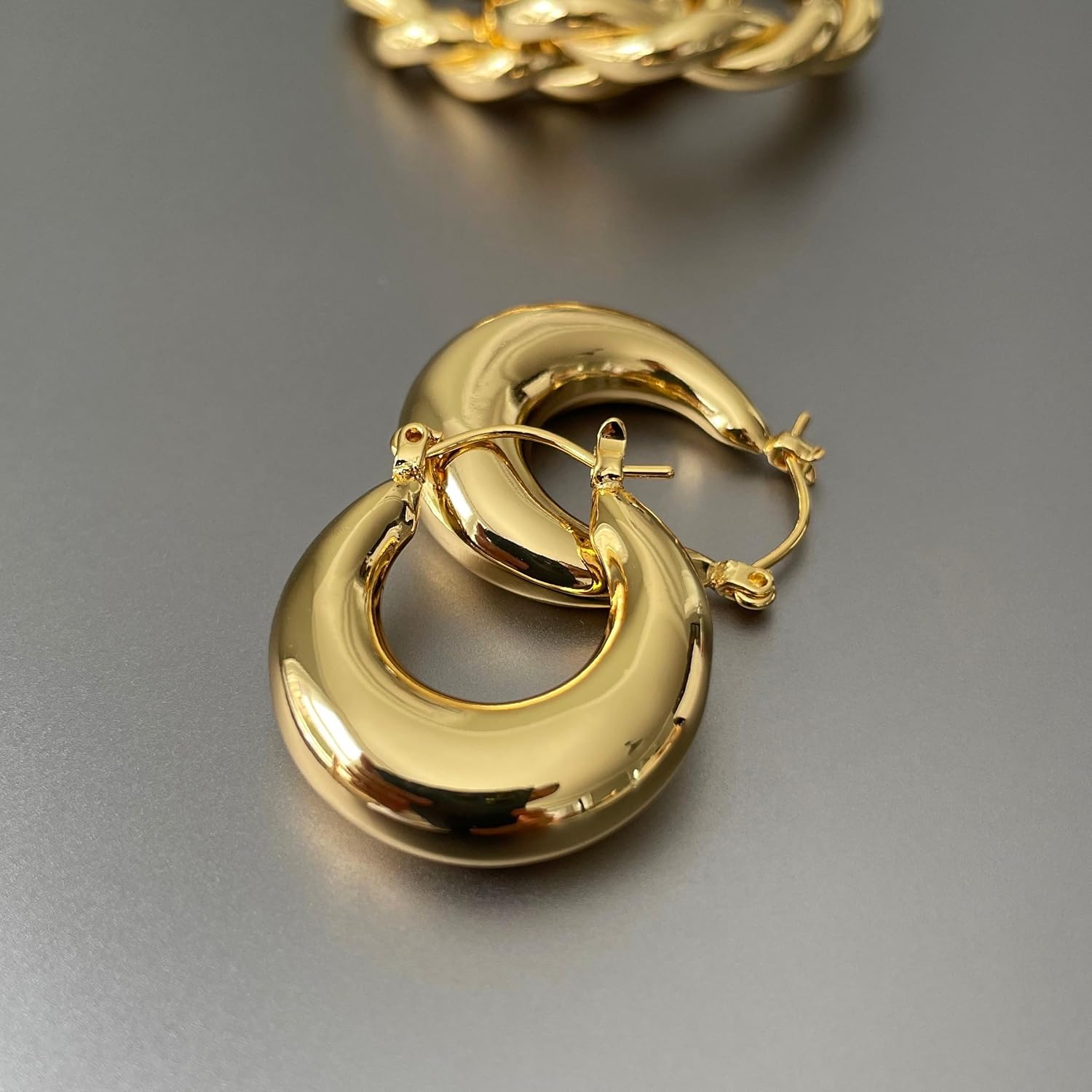 Chunky Gold Hoop Earrings for Women