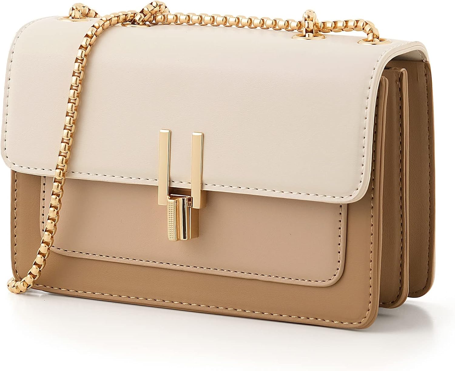 Color-Block Crossbody Bags for Women Leather Cross Body Purses